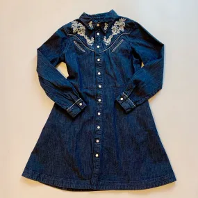 Bonpoint Embroidered Denim Dress - Size 10