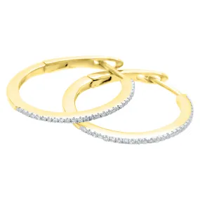 10K Yellow Gold Diamond Skinny Hoop Earrings .20cttw