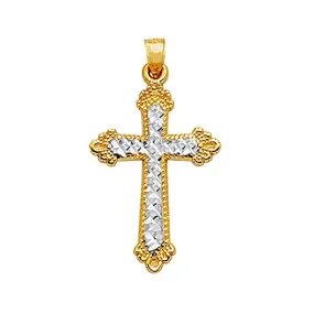 14k Gold Diamond Cut Cross Pendant