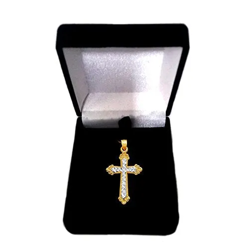 14k Gold Diamond Cut Cross Pendant