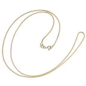 Yellow Gold Box Link Chain Necklace 18 Inch Length