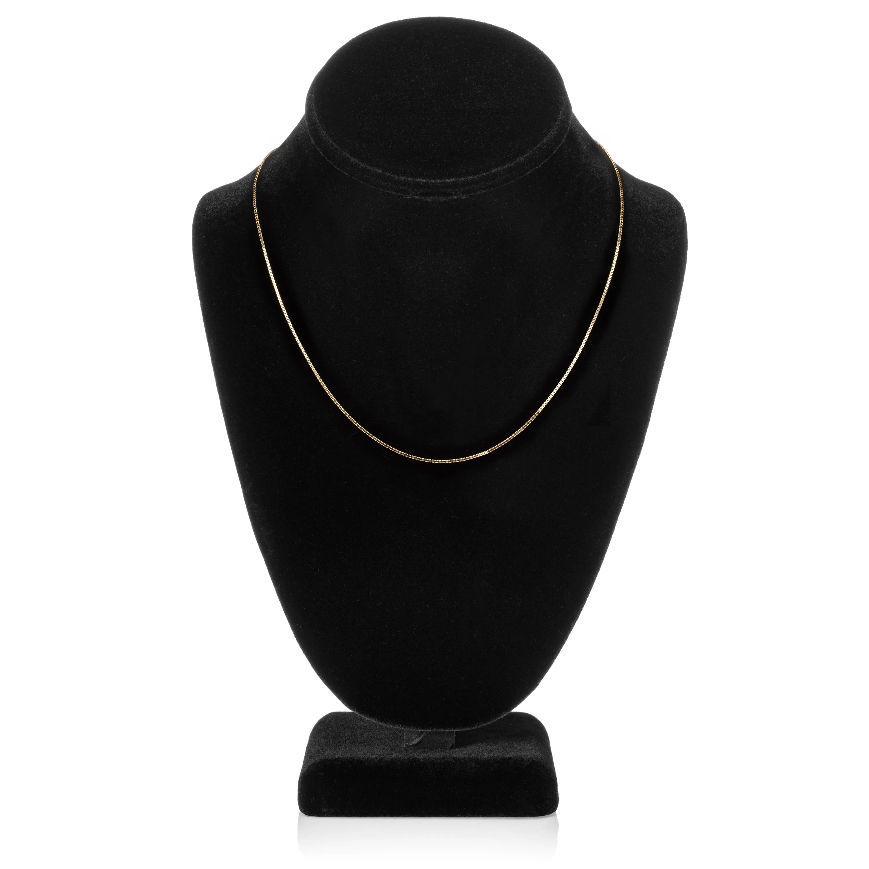 Yellow Gold Box Link Chain Necklace 18 Inch Length