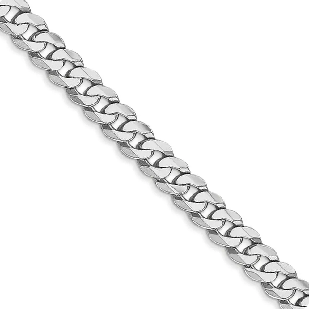 Solid White Gold Miami Cuban Chain Bracelet