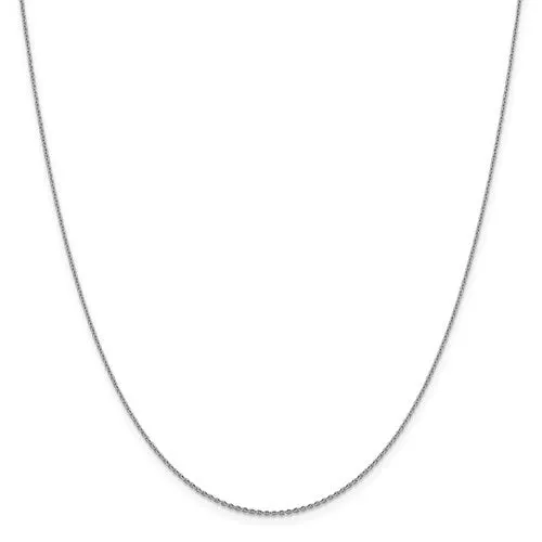 14K White Gold 1.15 mm Oval Open Cable Link Chain Available Sizes 16-20