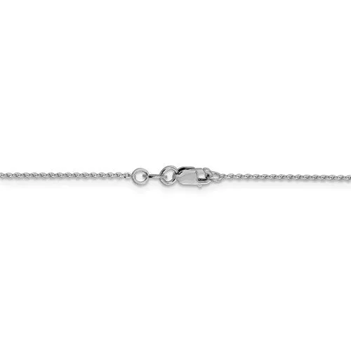 14K White Gold 1.15 mm Oval Open Cable Link Chain Available Sizes 16-20