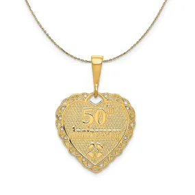 Yellow Gold 50th Anniversary Scalloped Heart Necklace