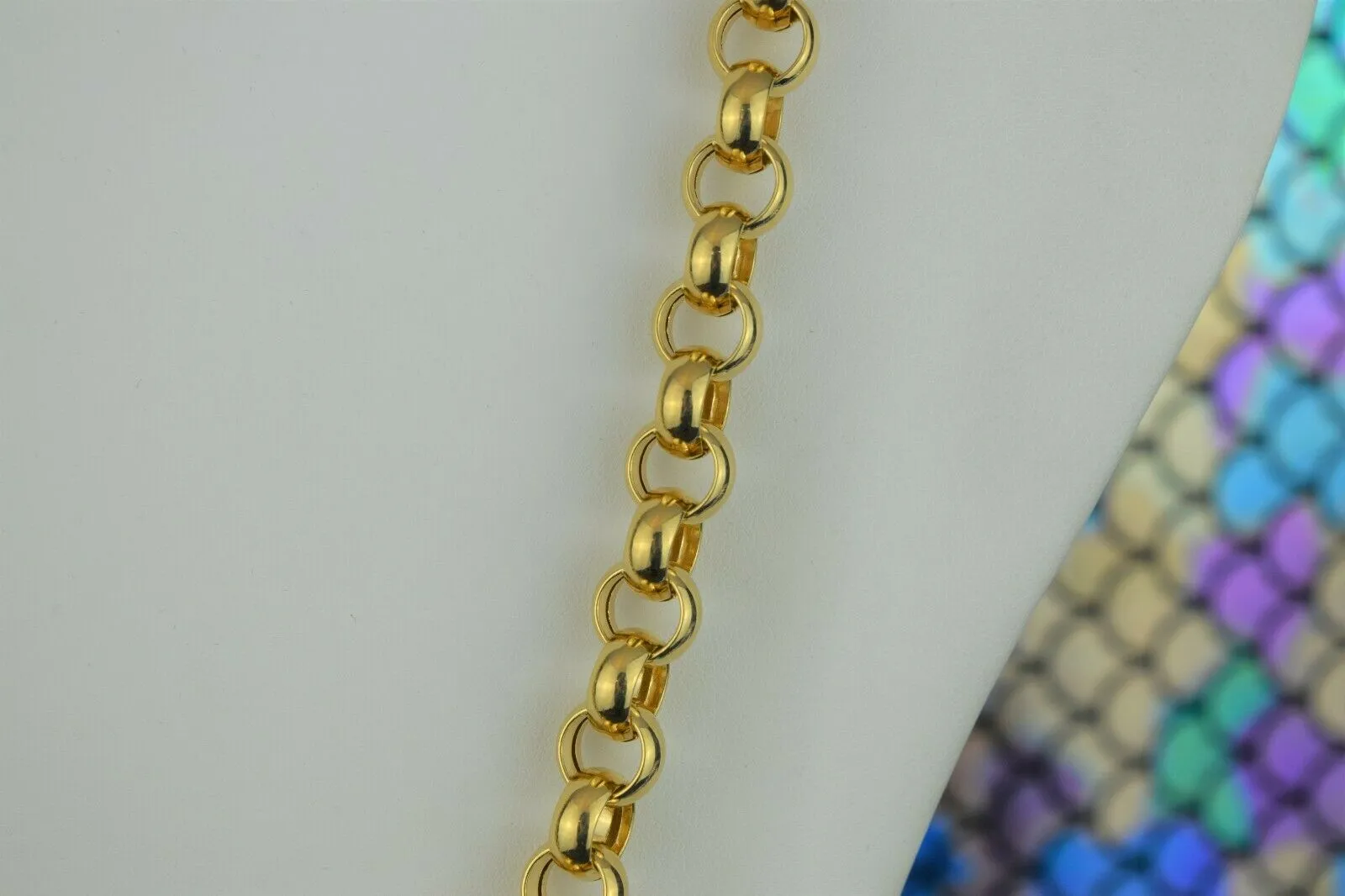 18k Solid Gold Simple Elegant Long Rolo Link Chain