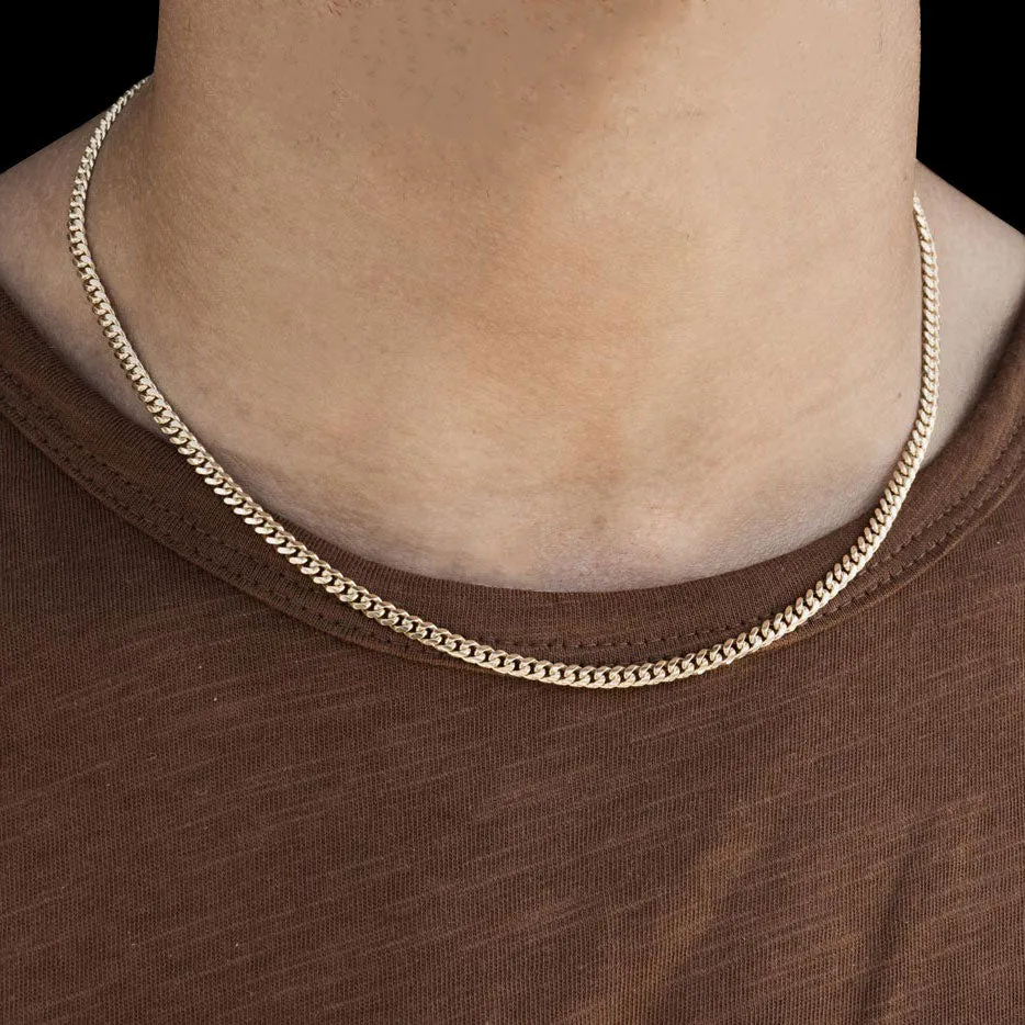 2.5mm Solid Gold Cuban Link Chain