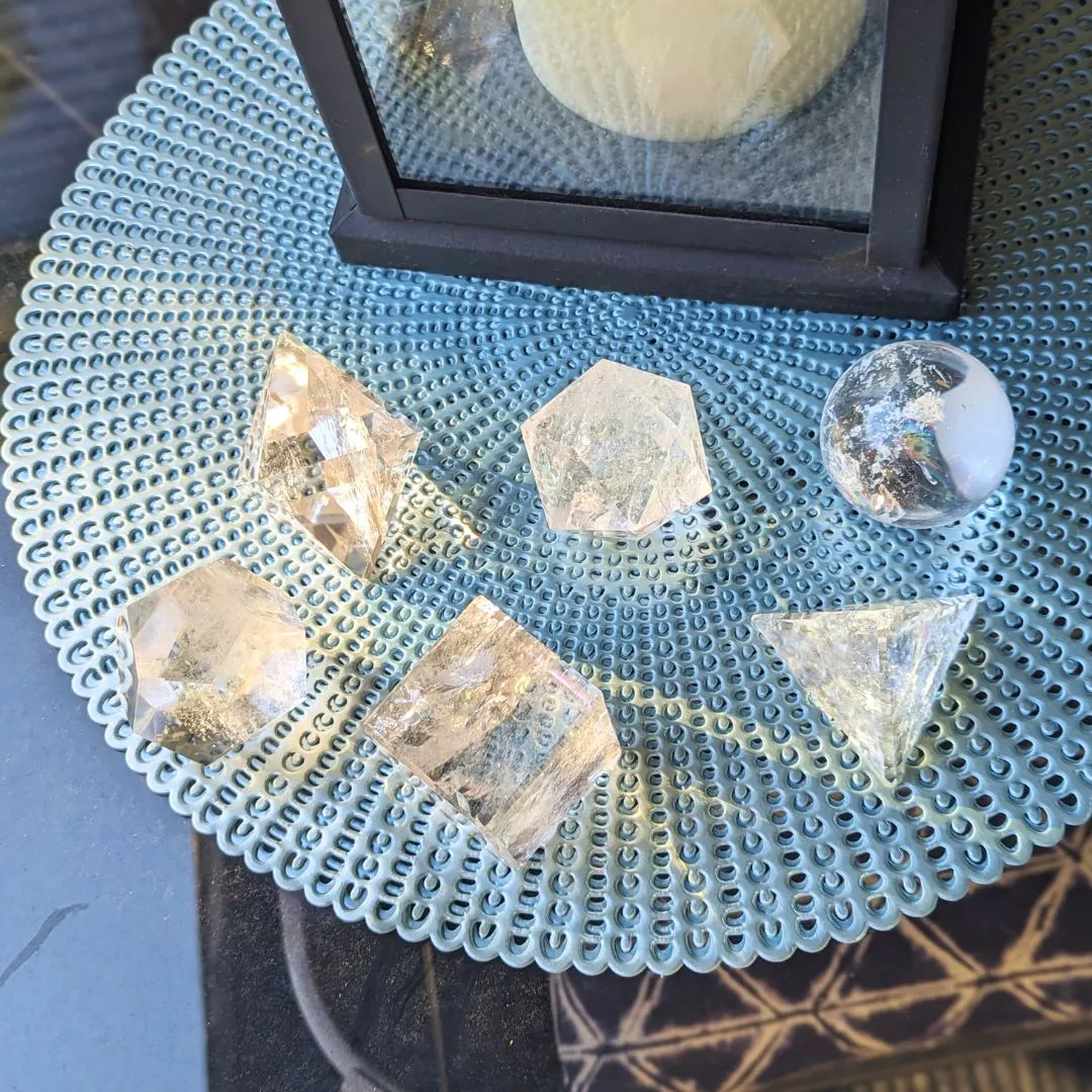 Clarity Brazilian Quartz Platonic Solids Set