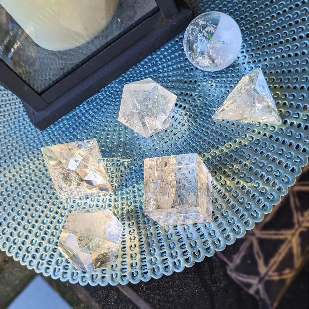 Clarity Brazilian Quartz Platonic Solids Set