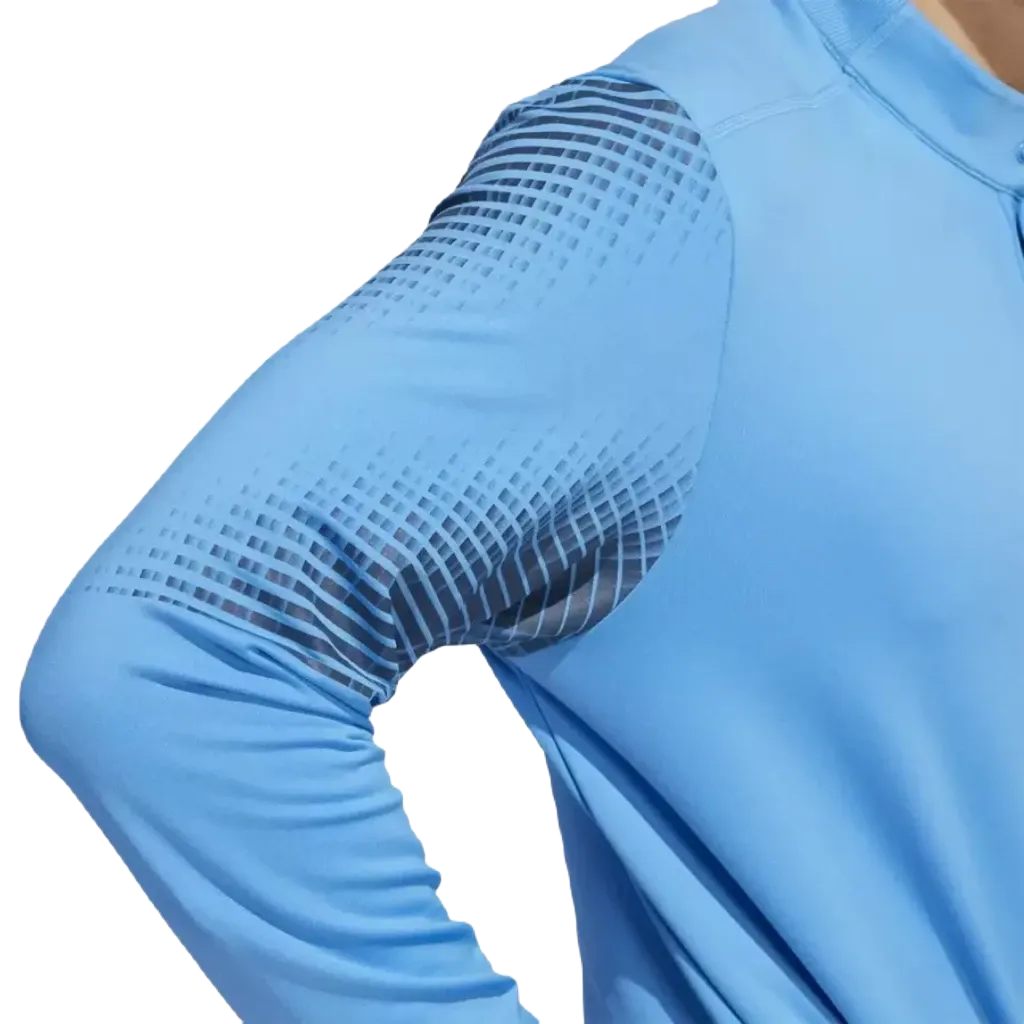 Blue Long Sleeve Polo Shirt - Adidas Statement COLD.RDY