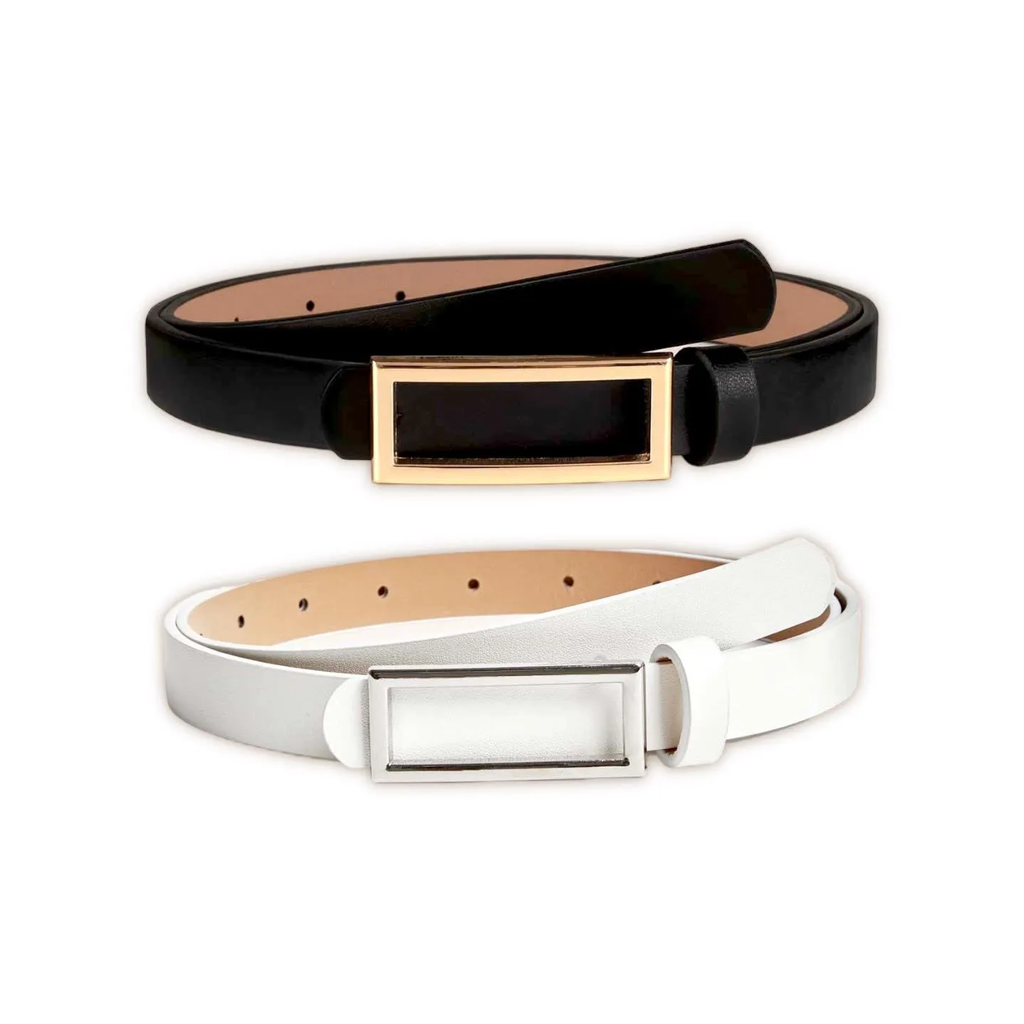 Adjustable Skinny Belt with Rectangular Buckle