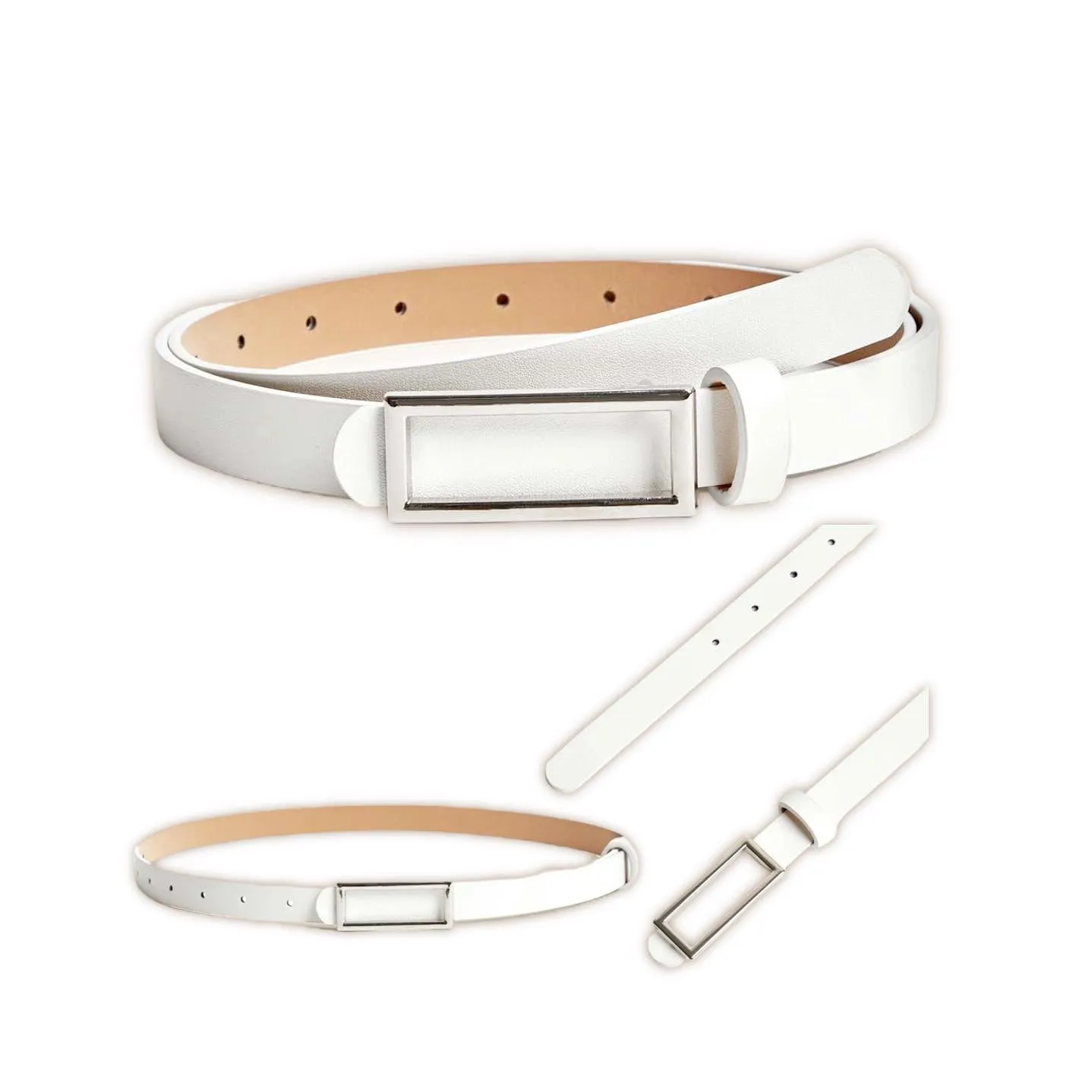 Adjustable Skinny Belt with Rectangular Buckle