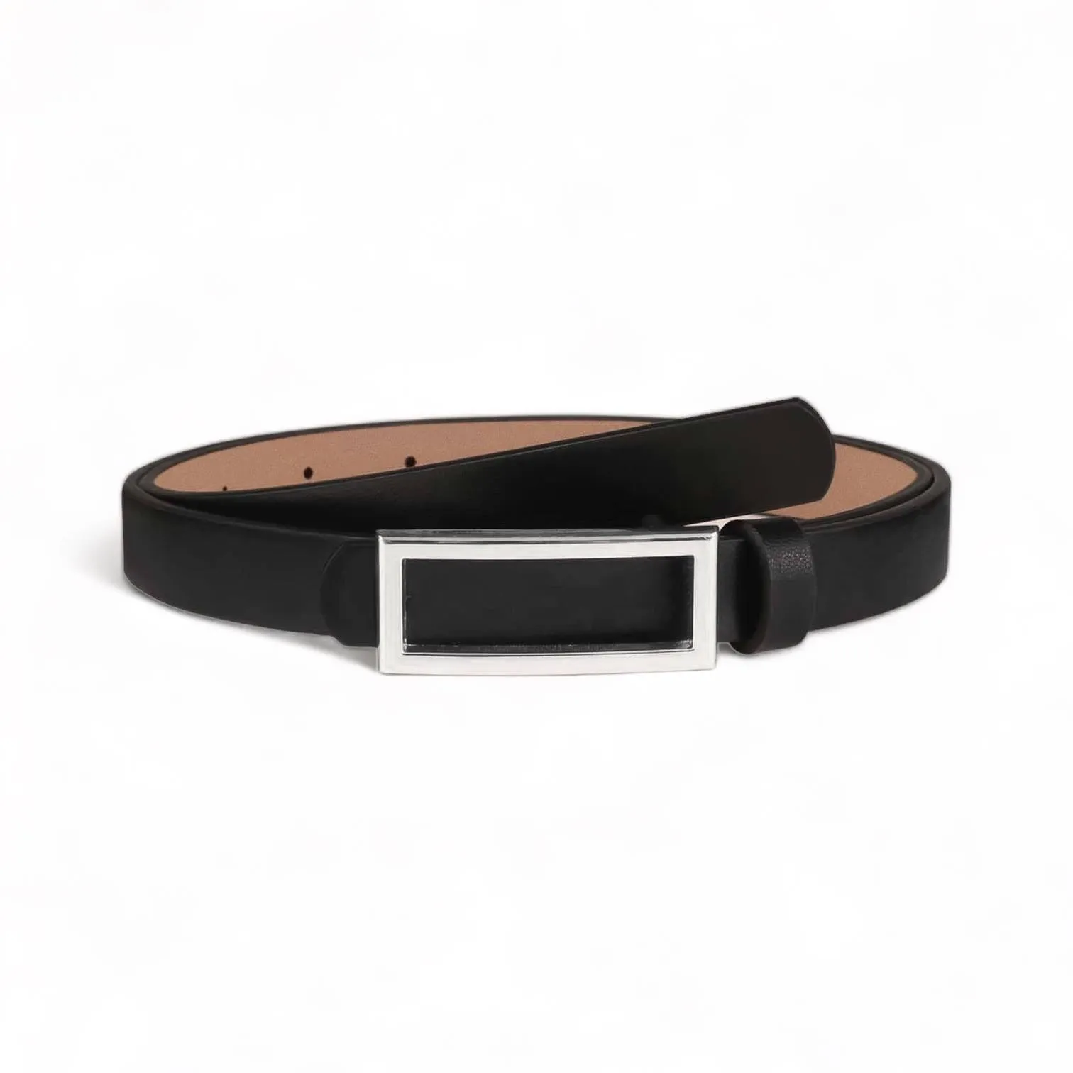 Adjustable Skinny Belt with Rectangular Buckle