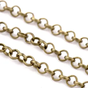 Antique Bronze Iron Chain with Rolo and Belcher Links (3mm)