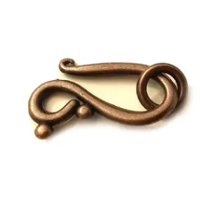 Copper Hook & Eye Clasps 12x20mm Set of 10