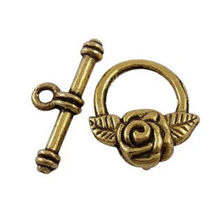 Antique Gold Brass Toggle Clasps 15mm 10 Sets