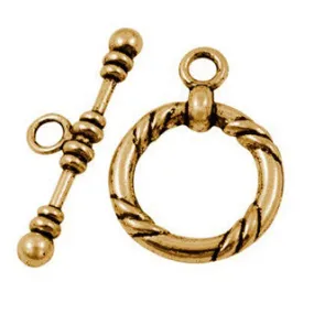 Antique Gold Brass Toggle Clasps 21mm 5 Sets