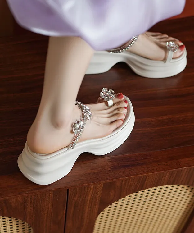 Apricot Zircon Splicing Platform Flip Flops Slide Sandals