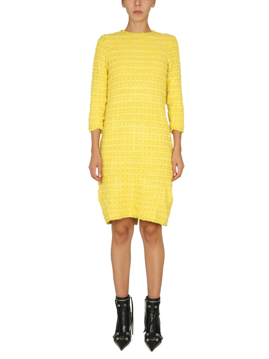 Balenciaga Tweed Back-to-Front Short Dress