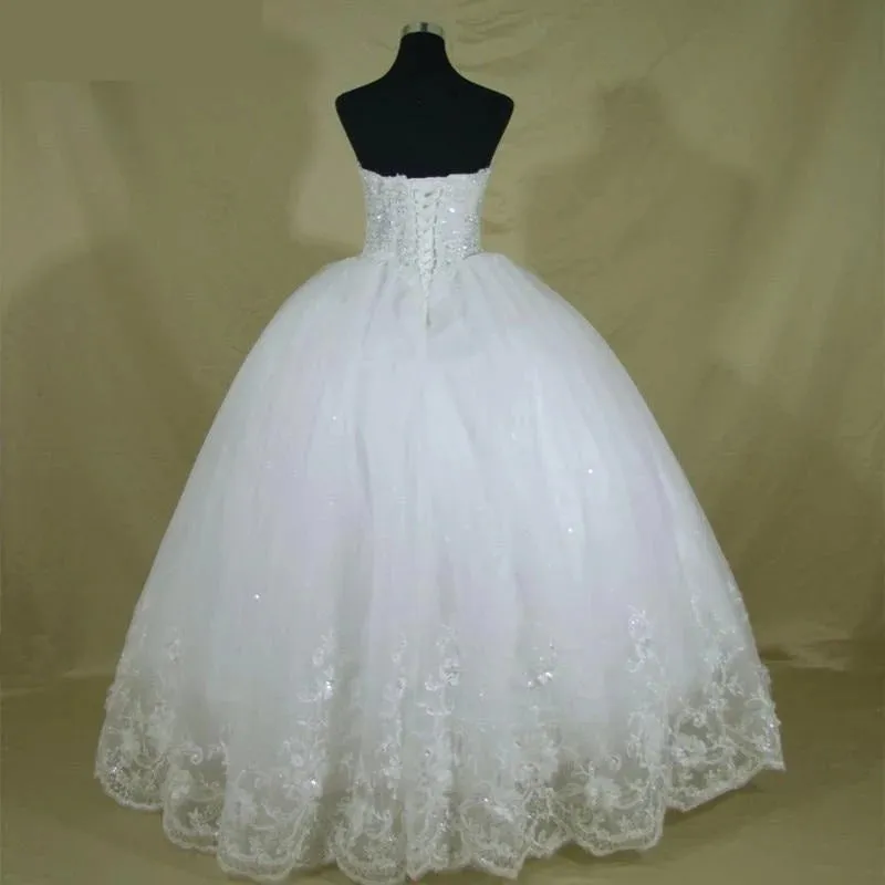 Off Shoulder Beaded Pearls Ball Gown Wedding Dress