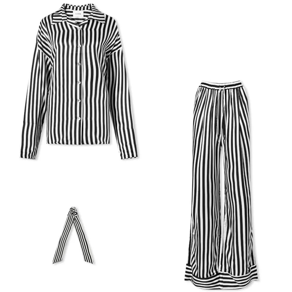 Black & White Striped Pajama Set in All Sizes