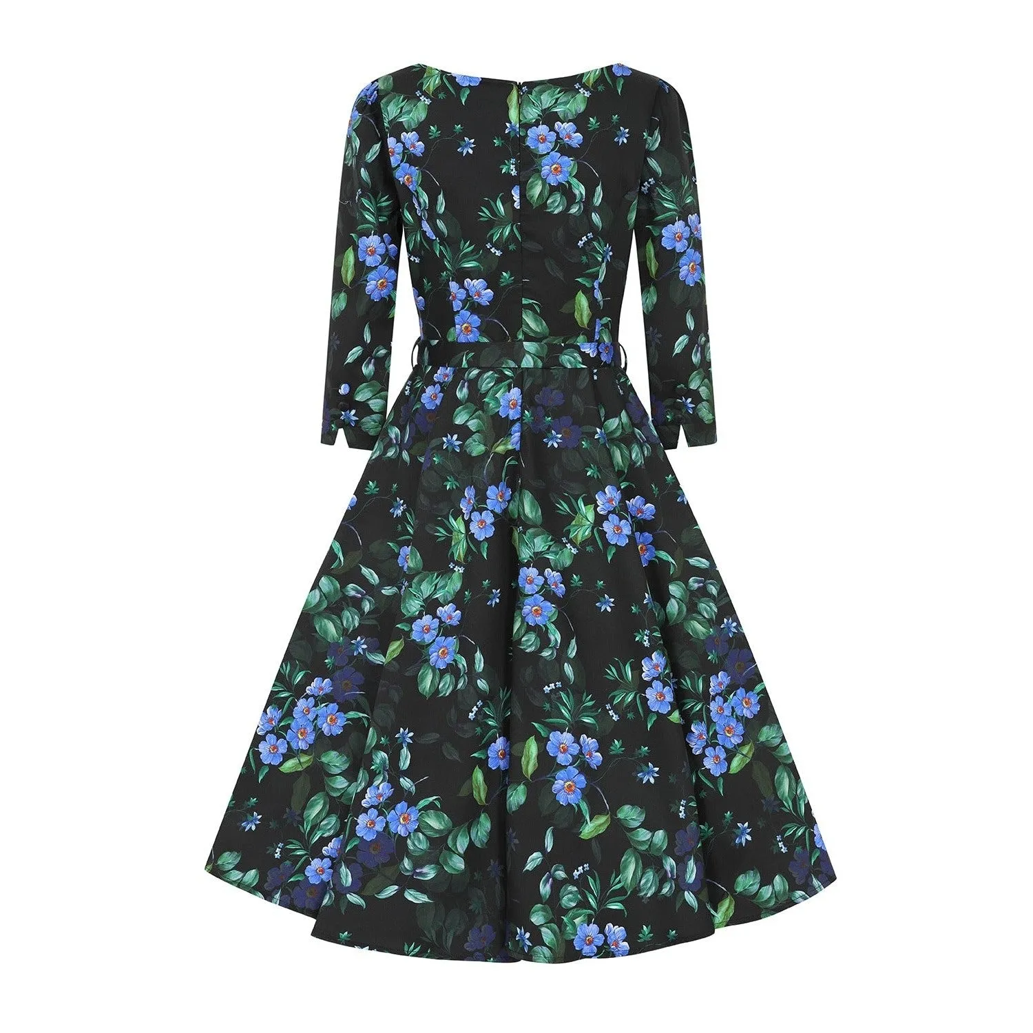 50s Swing Dress with Black Multi Floral Print