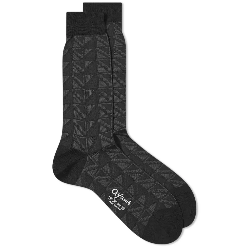 Black Ayame Flag Solid Tonal Socks