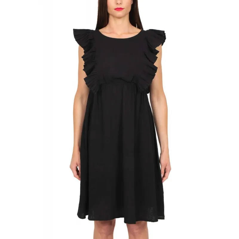 Black Sleeveless Summer Cotton Dress