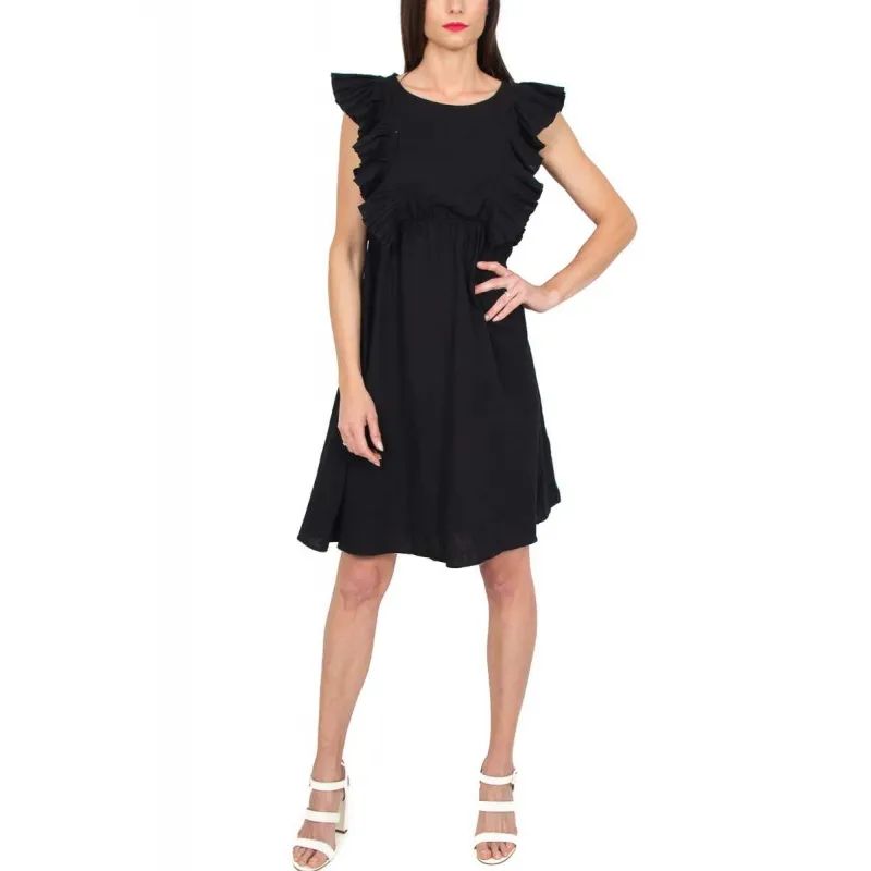 Black Sleeveless Summer Cotton Dress