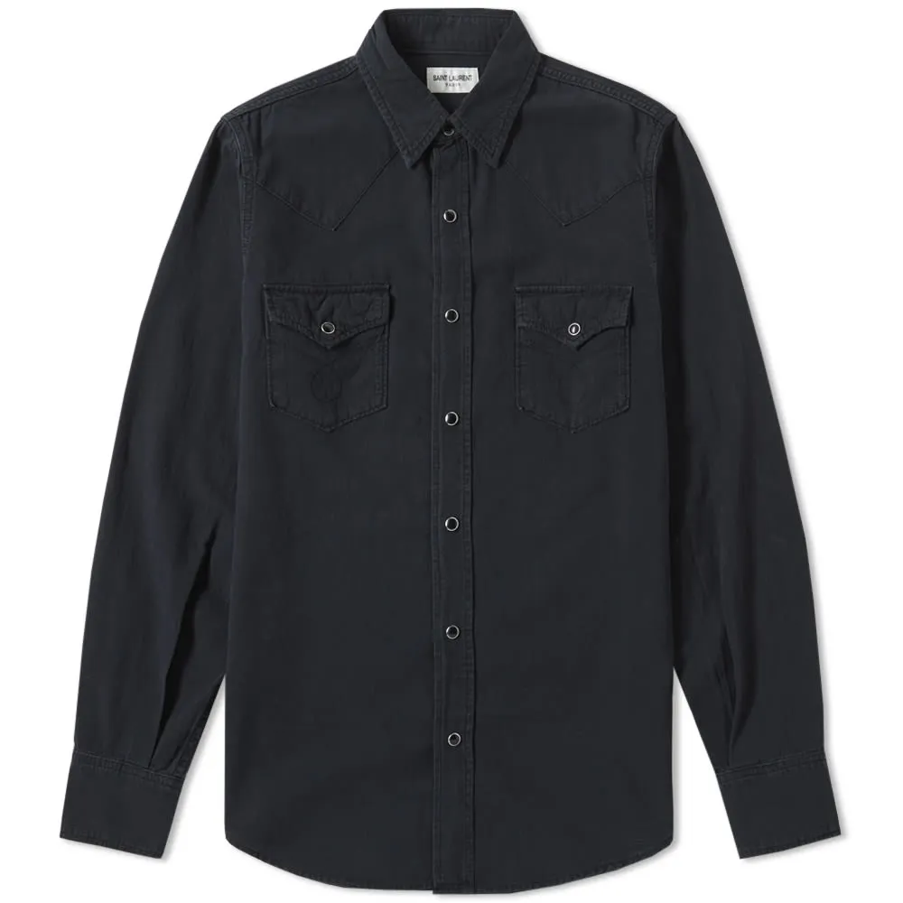 Black Distressed Western Shirt by Saint Laurent