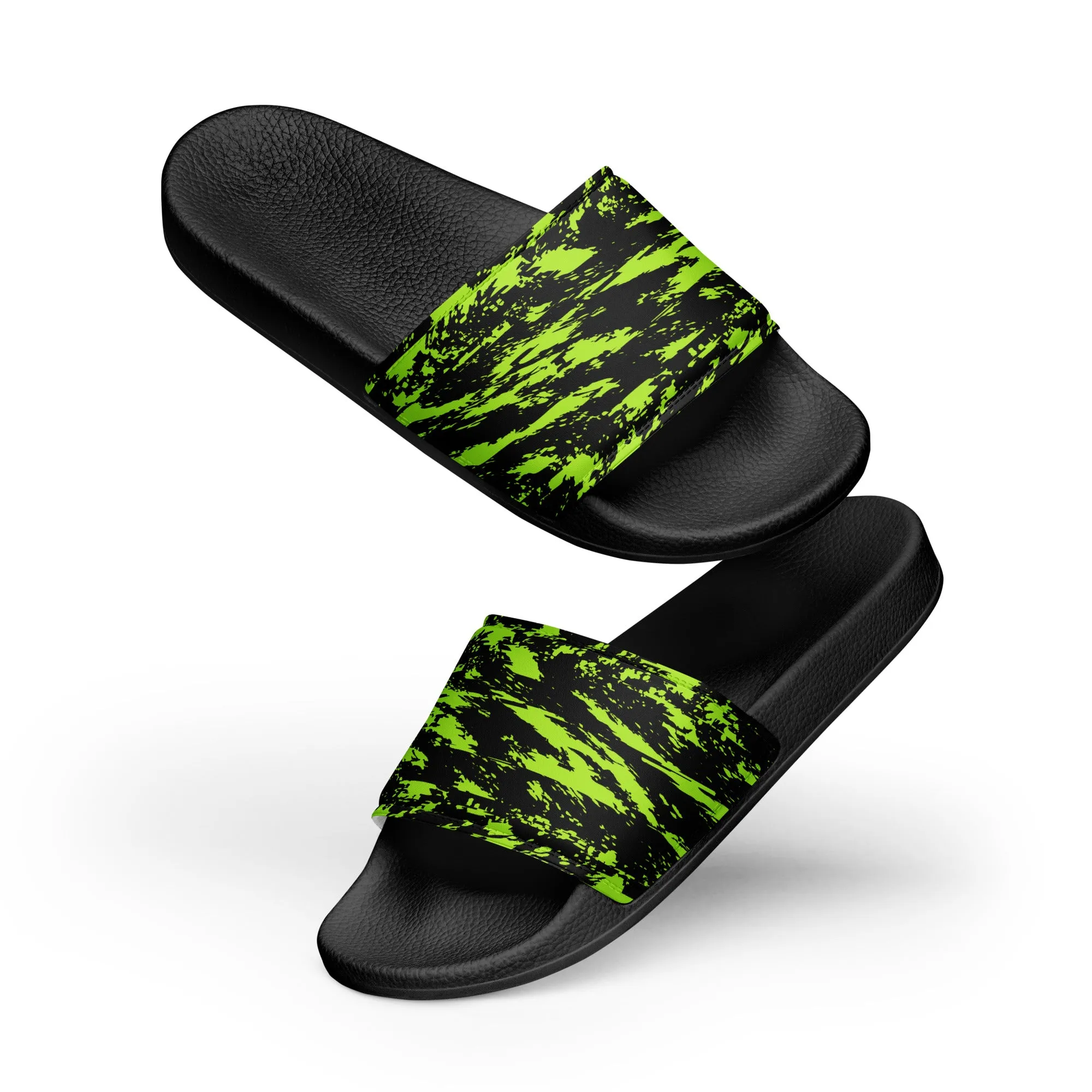 Black Lime Bolt Glitch Men's Slide Sandals