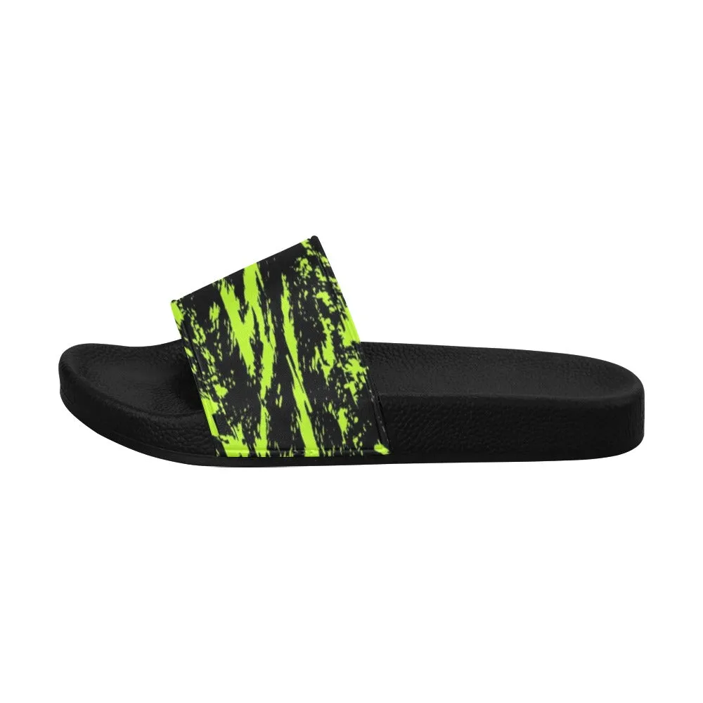 Black Lime Bolt Glitch Men's Slide Sandals