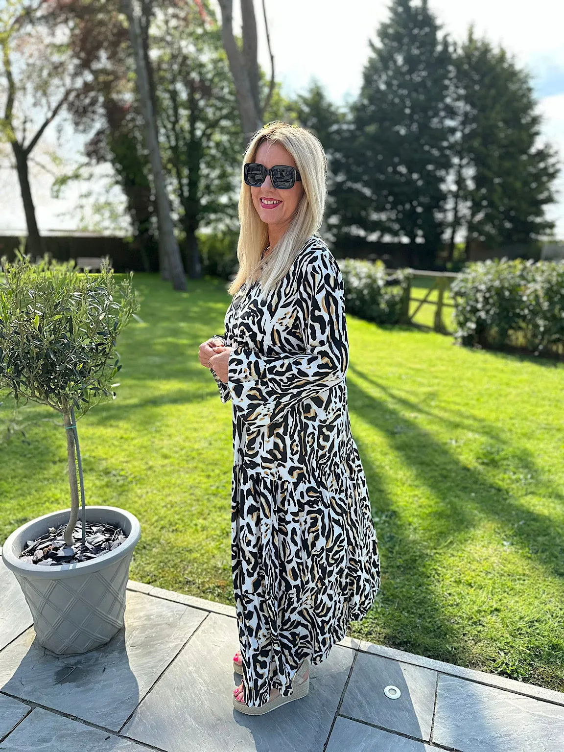 Black Patterned Long Dress Suzie