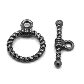 Black Pewter Twist Toggle Clasp 14mm 10 Sets