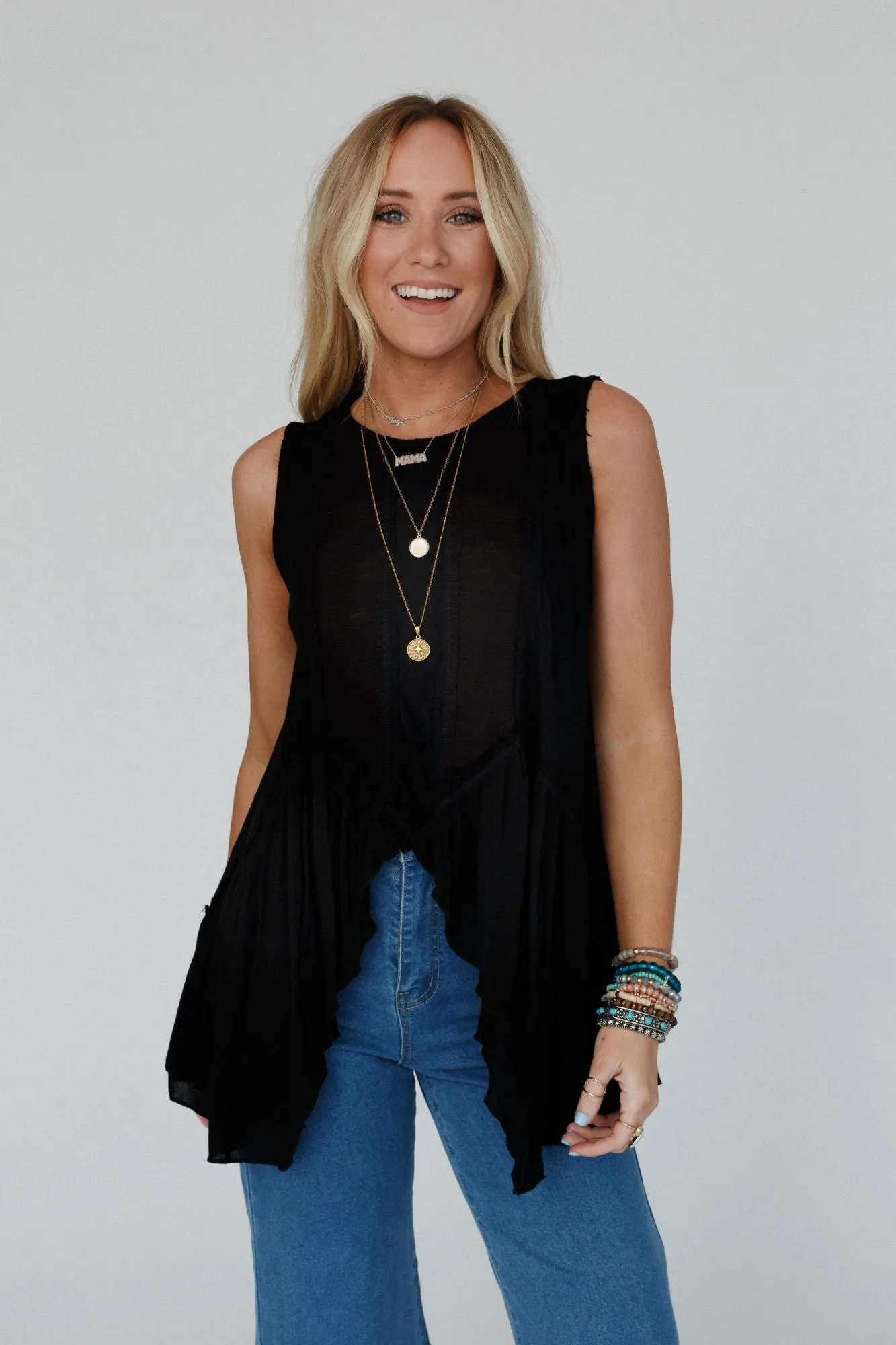 Black Sicilia Ruffle Top