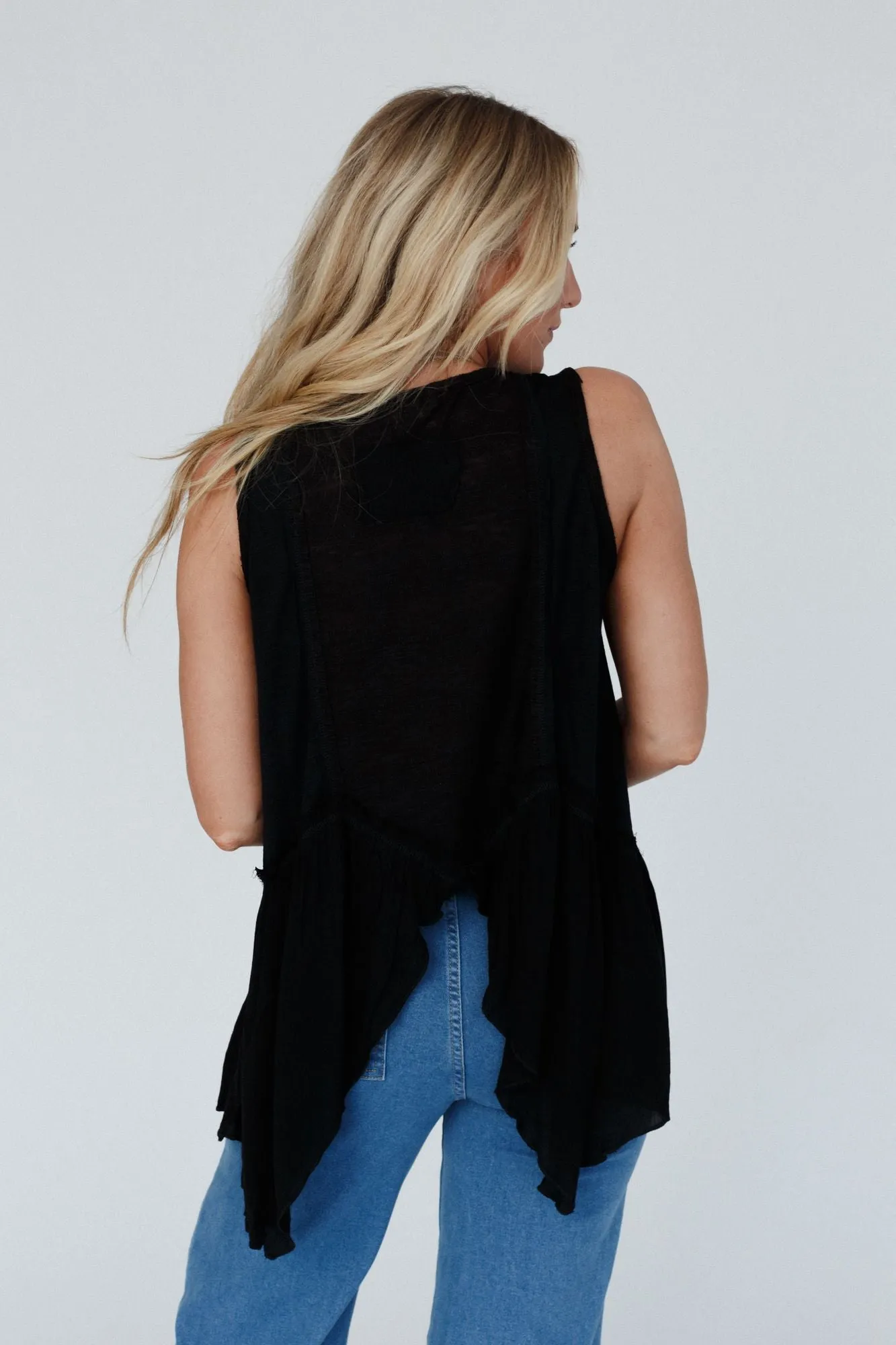 Black Sicilia Ruffle Top