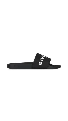 Black/White Rubber Slide Sandals