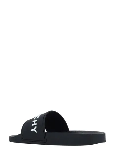 Black/White Rubber Slide Sandals