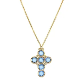 Faith Crystal Faux Pearl Double Cross Necklace