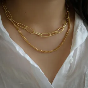 Bold Link & Curb Double Chain Necklace