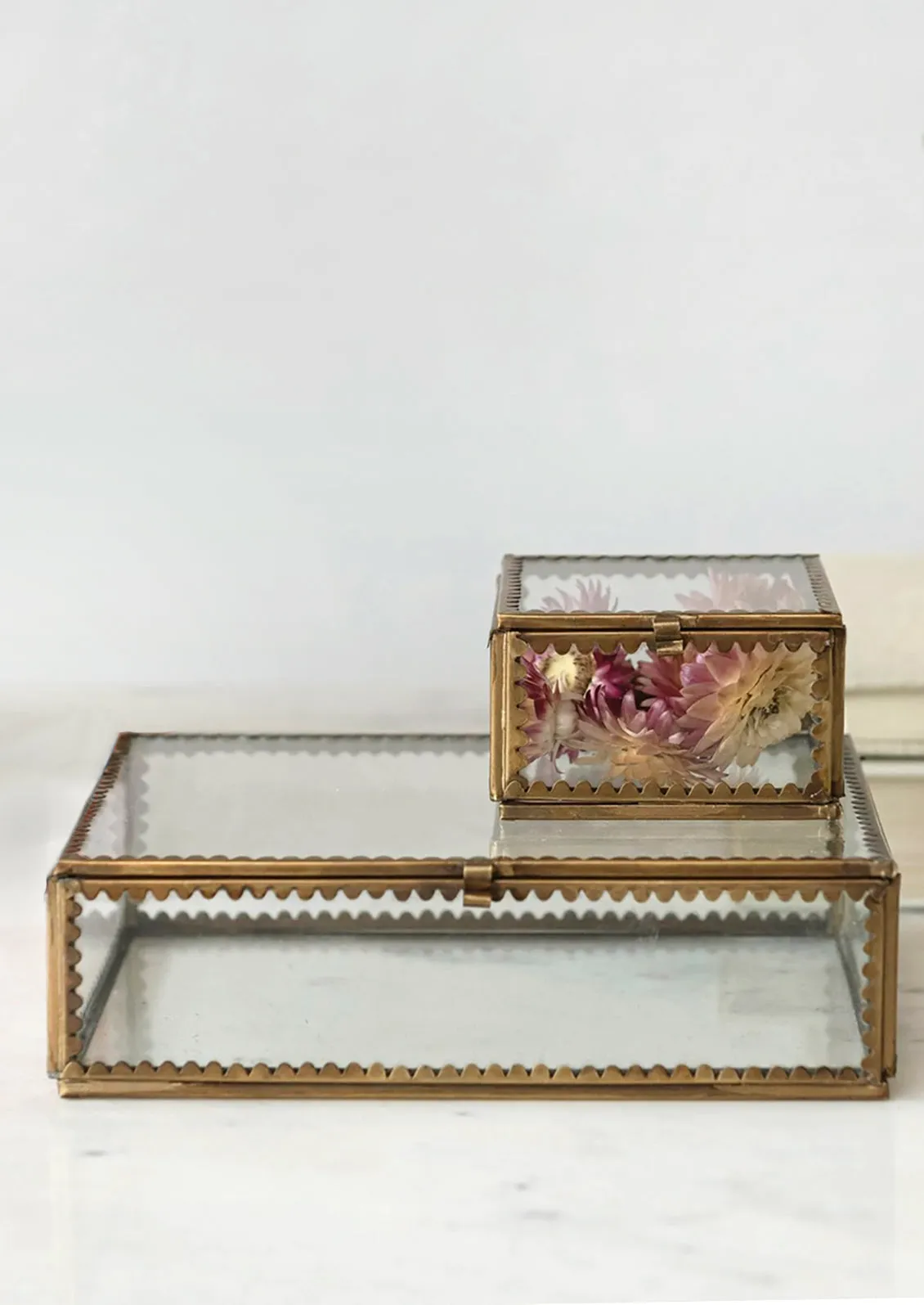 Brass Glass Box Scalloped