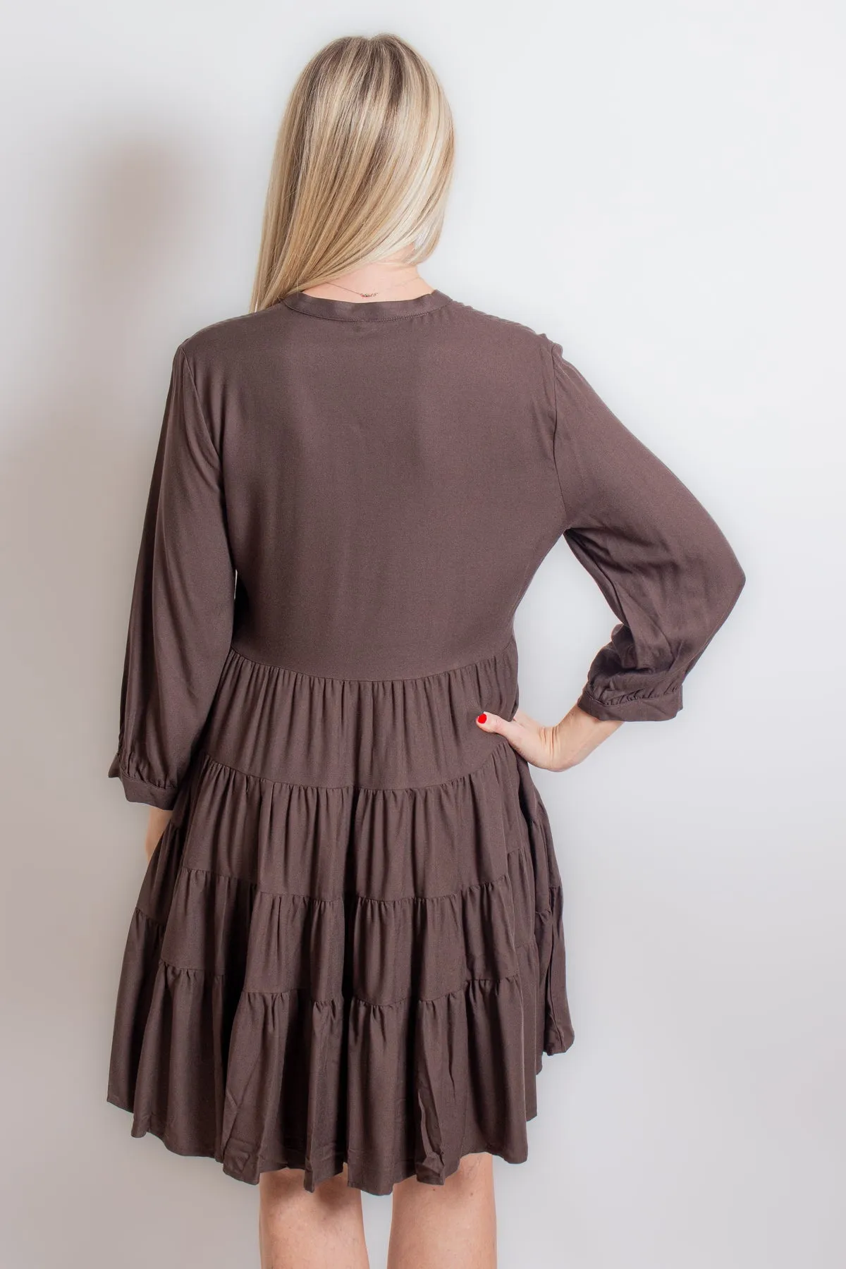 Brown Western Tiered Dress