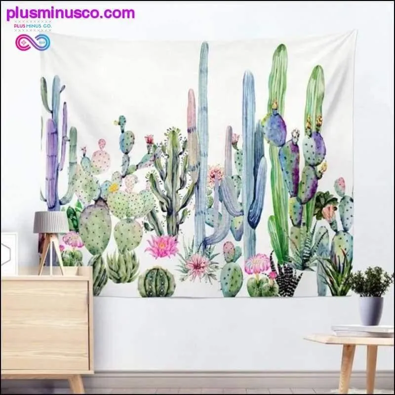 Bohemian Cactus Watercolor Wall Tapestry