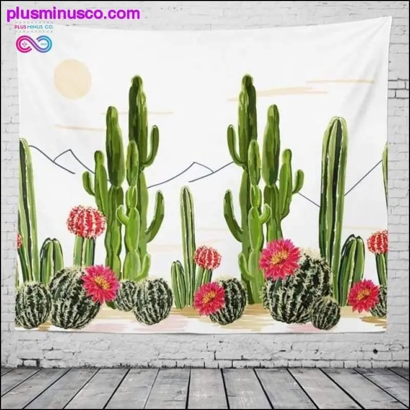 Bohemian Cactus Watercolor Wall Tapestry