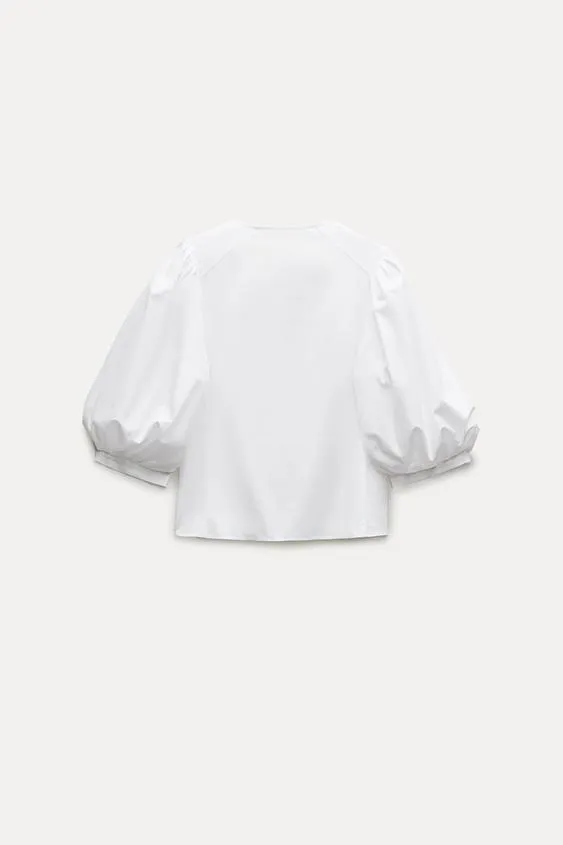 Zara Cropped Casual Cotton Shirts Blouses