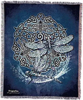 Celtic Dragonfly Motif Tapestry Throw