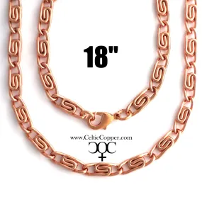 Celtic Copper Necklace Chain with Scroll Design, 5mm Thickness, 18 Inches