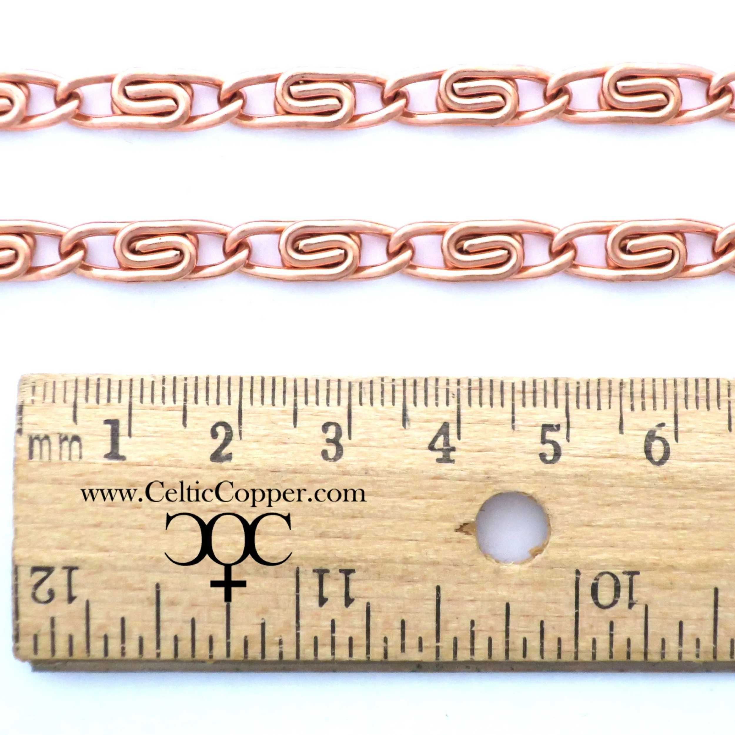 Celtic Copper Necklace Chain with Scroll Design, 5mm Thickness, 18 Inches