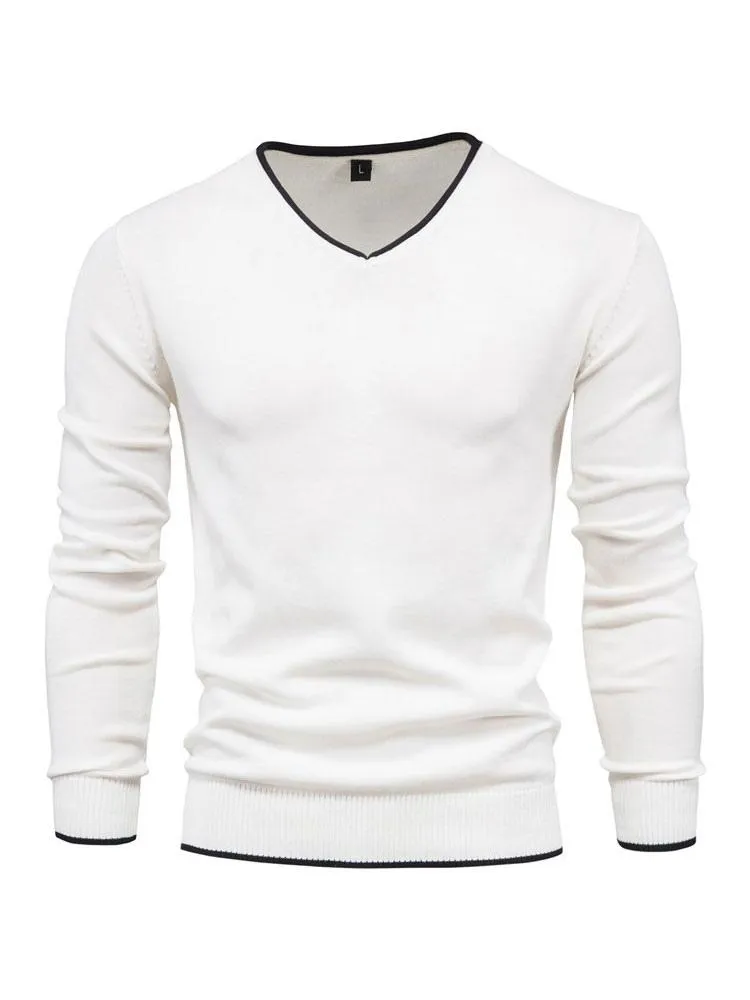 Classic V Neck Long Sleeve Sweaters for Men